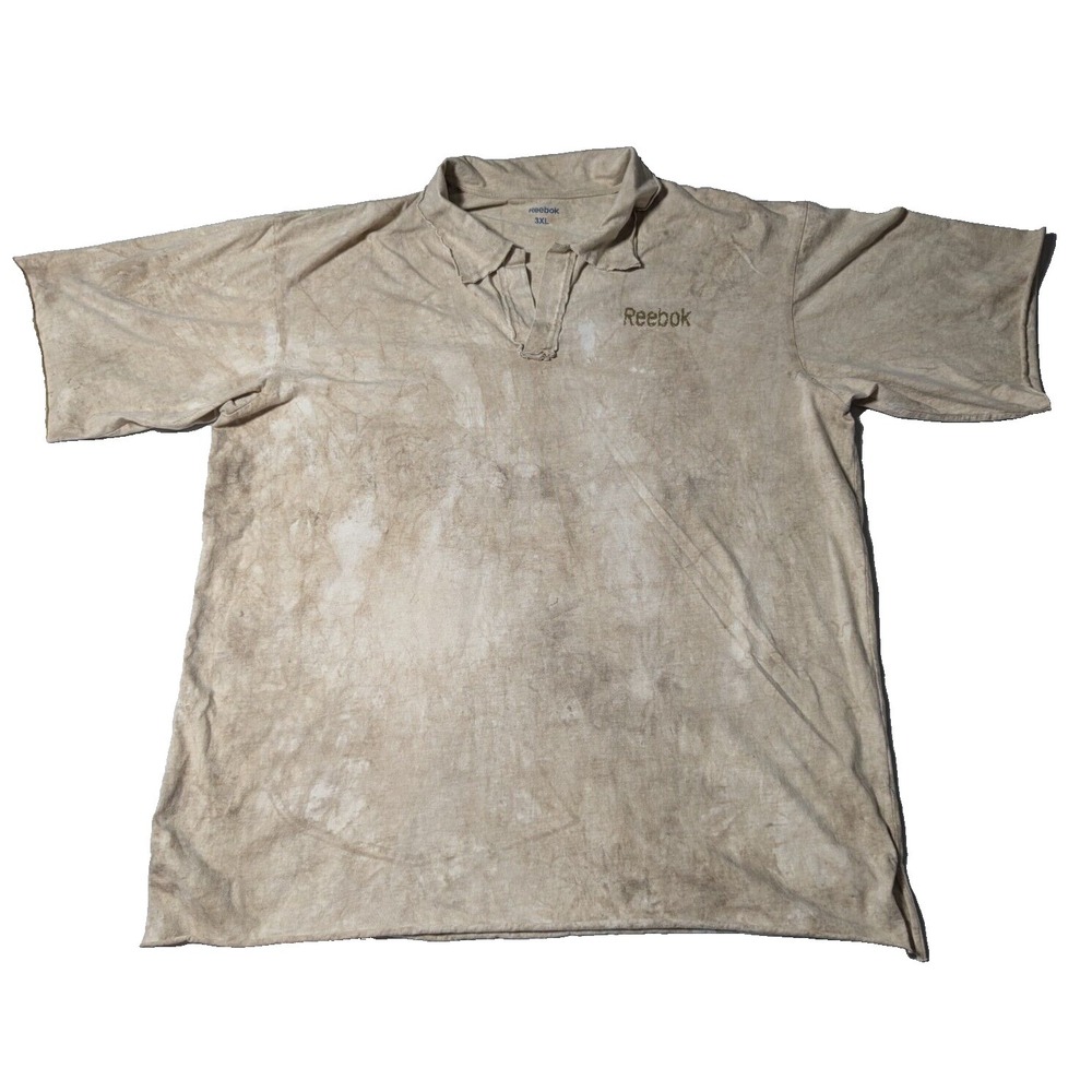 REEBOK Men Size 3XL Khaki Dye Cotton Short‎ Sleeve Polo Shirt